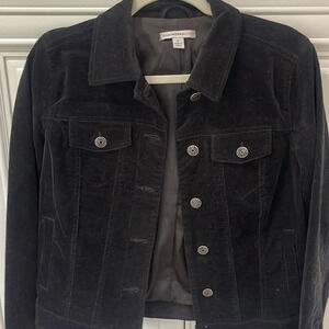 ISAAC MIZRAHI LIVE STRETCH FINE CORDUROY Lined Jacket Black Size 2